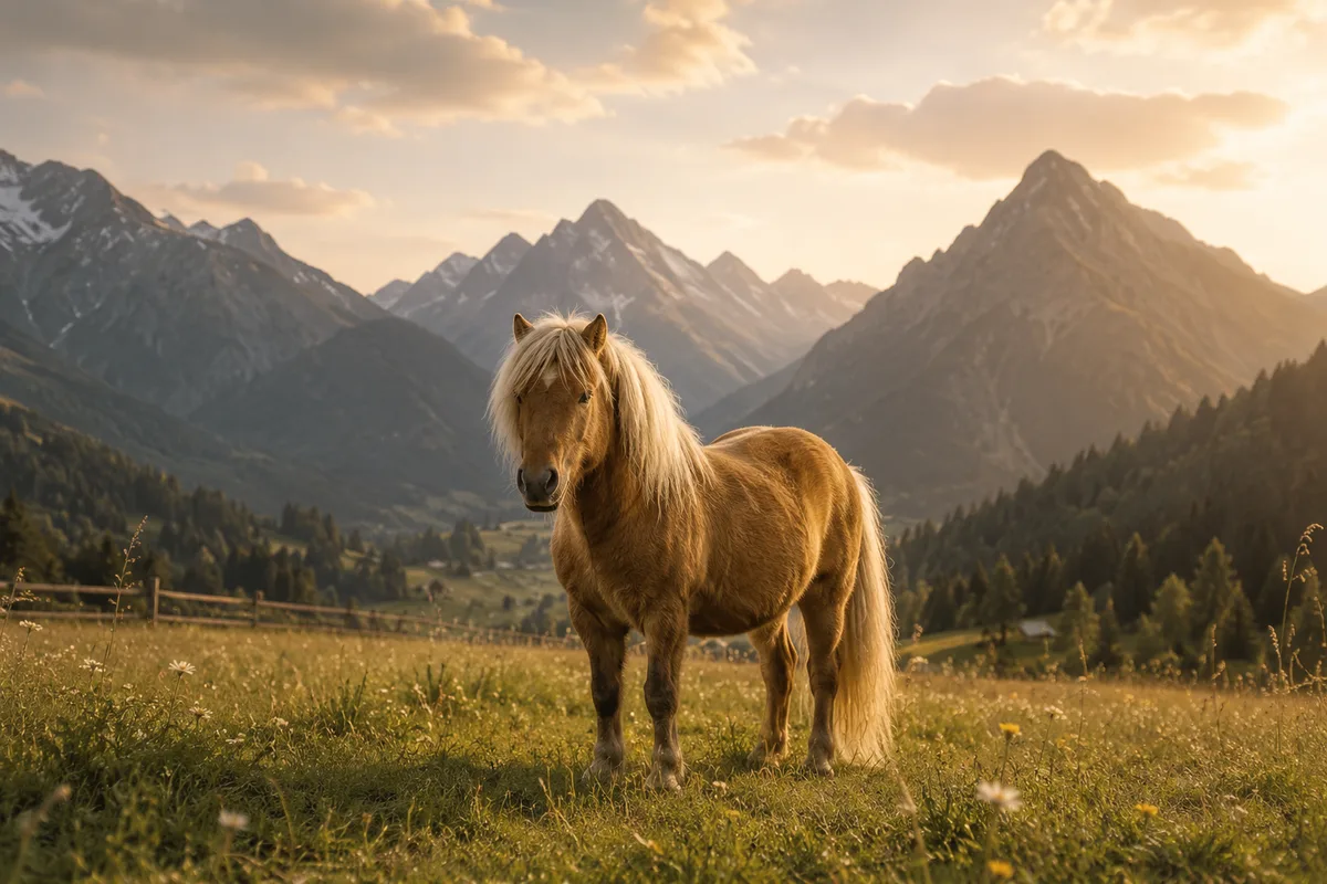Mini Pony vor Tiroler Bergkulisse