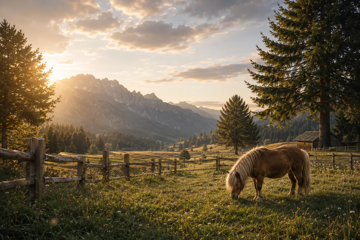 Mini Pony auf einer Tiroler Weide